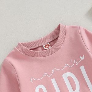 Kläder sätter Douhoow Born Baby Girls 2 Piece Fall Outfits Långärmad Crewneck Letter Print Sweatshirts Pants Toddler Sweatsuit