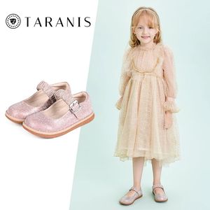 أحذية Taranis للأطفال الجلدية Girls Pink Flat Flat Shoes غير قابلة للتنفس أحذية Princess Princess للأطفال الصغار 240304