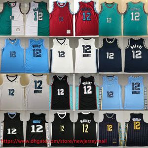 Personalizado XS-6XL Juventude Crianças Novo Basquete 12 Ja Morant Jersey Costurado Meninos Mulheres Morant Azul Dourado Clássico Retro 1998-99 Verde Branco Jerseys