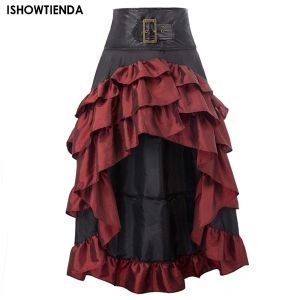 skirt Vintage Women Pirate Skirts Ruffled Trim Gothic Irregular Corset Matching Skirts Steampunk Medieval Showgirl Party Dress