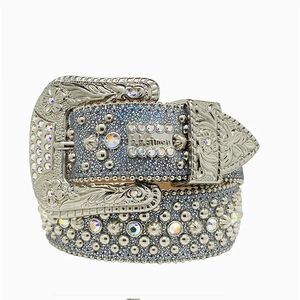 Designer Belt BB Simon Belts For Men Women Shiny Diamond Belt på svartblå vit multicolour med bling strass som gåva s s s