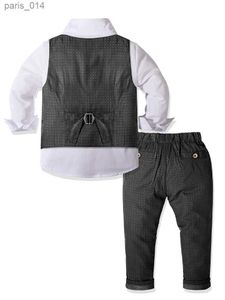 Garnitury dla chłopców garnitura Kids Slim Fit Uznanie Zestaw ubrania dla dzieci z kamizelką+koszula+muszka+spodnie chłopcy formalne stroje na wesele