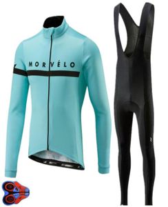 2019 Maglia da ciclismo Morvelo primavera autunno pantaloni a manica lunga Set MTB 9d gel pad Abbigliamento da ciclismo Pantaloni con bretelle per bici da strada kit9304918