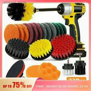 Cleaning Brushes 22Pieces Drill Brush Power Cleaning Attachment Set Multi-Purpose Home Carpet Tile Bath Car Wheel Deep Cleaner Tools KitL240304