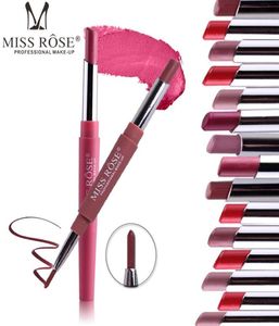 Miss Rose Woman Lipstick Lip Liner Pencil Waterproof Matte Velvet Lätt att bära automatisk rotation Multifunktion Double Lips Makeup6243842