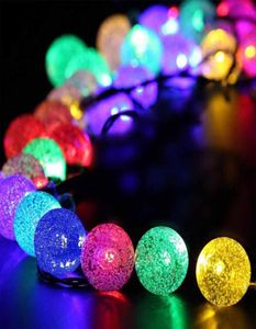 Novità Luci di Natale a Led solari per esterni 6m 30LED Sfera di cristallo Lampada a sospensione Fata Ghirlanda da giardino per matrimoni 8868613