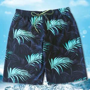 Erkek Mayo Erkekler Hızlı Kuru Çizme Bel Yüzme Sandıkları Yaz Yapraklar Dijital Baskı Sörf Plaj Şortları Ağ Düzenli Boardshorts