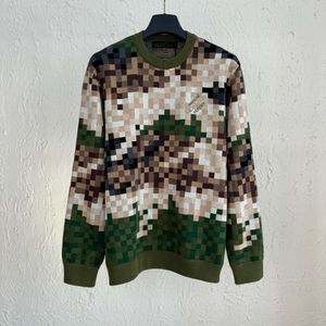 Falection Mens Italy Fashion L Camoflage Jacquard Pullover Crewneck Sweater