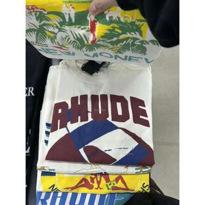 Rh Designers Мужские футболки с вышивкой Rhude для лета Топы Рубашки-поло с буквами Футболки Одежда с короткими рукавами Большой размер плюс 666