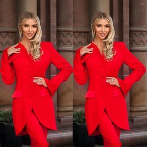 Men's Suits Formal Office Women Red Pants Slim Fit Long Top Dress Wedding Sets High-end 2 Pieces