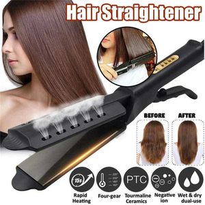 Professional Hair Straightener Four-Gear Temperature Adjustment Ceramic Tourmaline Ionic Steam Hair Straightener For Widen Panel 240219