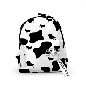 Mochila 2024 desenhos animados leite vaca sacos de escola viagem meninos meninas bonito oxford impermeável chaveiro notebook mochilas