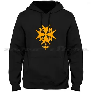 Herren-Kapuzenpullover, Hugenottenkreuz in Orange, Design von Syryatsu, modisches, hochwertiges Sweatshirt, Symbol des reformierten Glaubens Frankreichs