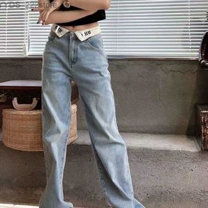 Jeans jeans designer byxor vit lapel bokstav design rak ben löst smal enkla tvättade bredben 240304