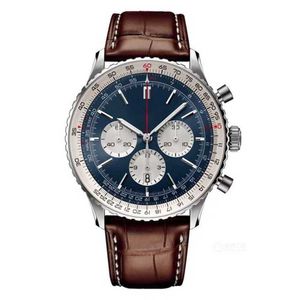 % 14 İzle Erkek Mens Otomatik Mekanik 50mm Deri Kayış Mavi Siyah Safir Süper Aydınlık Montre de Luxe