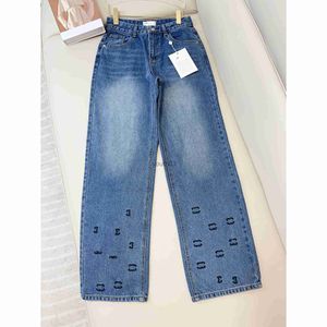 Kvinnors jeans jeans designer byxa ben öppna gaffel tätt capris denim byxor lägga till fleece förtjockas varmt bantning märke broderi tryck zsbl 240304