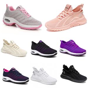 Novos homens mulheres sapatos caminhadas correndo sapatos planos sola macia moda roxo branco preto confortável esportes bloqueio de cor Q53-1 gai