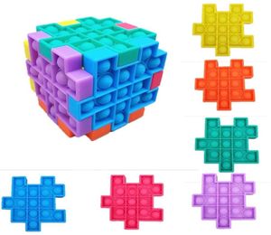 Anti Stress Puzzle Fidget Toy Push Bubble Sensory Silicone Kids Rubik039s Cube Squeezy Squeeze Desk Toys 100pcsDHL5612576