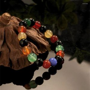 Strand 10mm pärla naturligt äkta armband enkla cirkel färgglada kristall buddha pärlor sju färg agat stationery