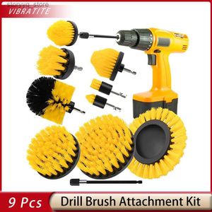 Reinigungsbürsten 9-teiliges Power Scrubber-Bürstenset Bohrbürsten-Aufsatzset mit 1 Stück 1/4 Zoll langer Aufsatz-Bohrer-Schrubbbürste für FliesenmörtelL240304