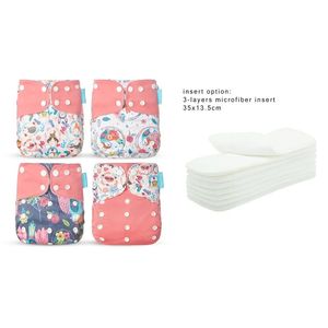 HappyFlute OS 4st Pocket Dize Set med 8st Insert Washable återanvändbar Baby Nappy Justerbar blöjskydd 240229