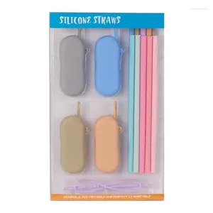 Tek kullanımlık fincan pipetler Silikon Straw Set Yeniden Kullanılabilir Kit Çocuk İçme Aleti Karışık İçecekler Kokteyller Çay ve Meyve