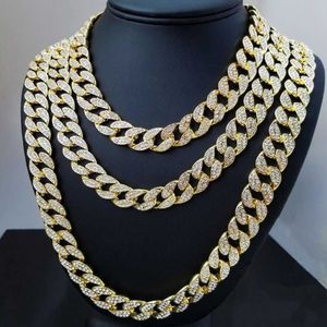 Iced Out Miami Cuban Link Chain Gold Silver Men Hip Hop Necklace Jewelry 16Inch 18inch 20inch 22inch 24 tum 28inch 30inch295c