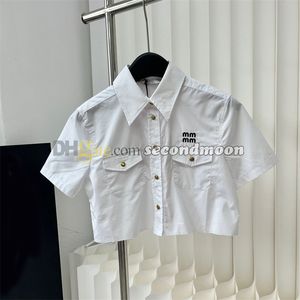 Mulheres recortadas camiseta manga curta camisetas designer botões camisetas verão estilo casual blusas