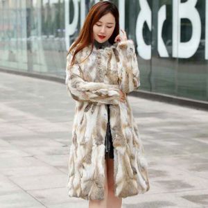 Fur 2021 New Arrival Promotional Price Winter Lady Real Full Pelt Rabbit Fur Ovecoat Natural Rabbit Fur Long Coat WSR122