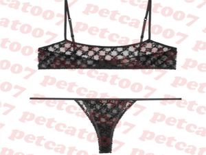 Roupa íntima de renda preta feminina sutiã carta bordado biquíni lingerie feminina transparente conjunto de roupa íntima feminina 8224974