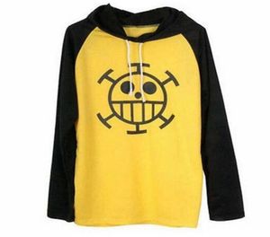 Trafalgar Law Camiseta Amarela Anime Cosplay fantasia de manga comprida com capuz Camiseta 2106295382501