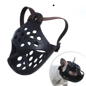 Muzzles Dog Muzzle silicone silicone cazzle لضادة اللعنة مضغ لعق لباذقة الفرنسية تنفس كمامة للمضغ العدوانية