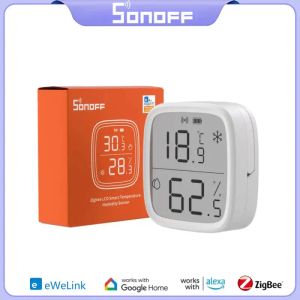 Control SONOFF SNZB02D/SNZB02 Zigbee Smart Temperature Humidity Sensor With LCD Screen Work With EWeLink Alexa Google Home