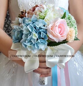 WF053 New Boho Beach Wedding Flowers 18pcs Bouquet Bridesmaid Wedding Party Silk Flowers Summer Cheap Decorations8715886