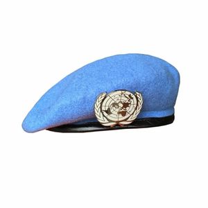 Boina azul da ONU, chapéu da força de manutenção da paz das Nações Unidas com emblema da ONU, tamanho 59 cm, loja militar, loja militar 211227236q