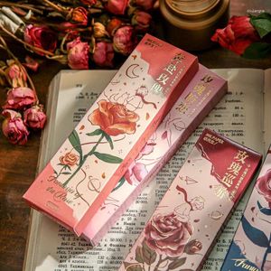 Segnalibro con rose romantiche retrò luminose per pagine di libri, lettori, collezione per bambini