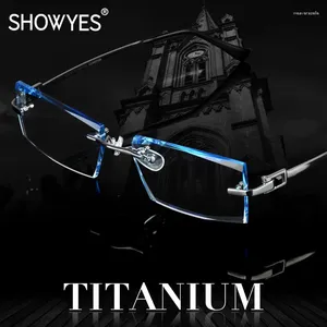 Sunglasses Men Glasses Titanium Rimless Eyeglasses Myopia Male Business Anti Blue Prescription Custom Lens Optical Ti Frames Clear Eyewear