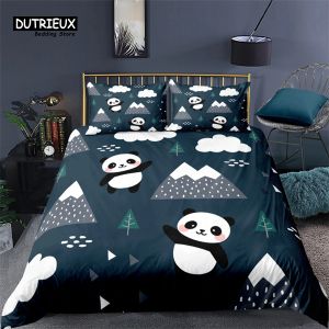 sets de desenhos animados de cama de cama para crianças PANDA DINOSAUR PRIMENT CAPA DO DUVET CONSELHO COBERTIM