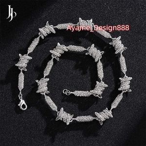 JOJO Fashion 3D stereoscopic iced out iron wire moissanite bracelet necklace men hip hop full CZ tennis chain man