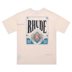 Rhude Mens T-shirts Shorts High Street Fashion Designer for Men Shirt Short Sleeve Print Crewneck Casual T-shirt Top Tee Asian Size 976