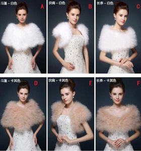 Lussuoso Piuma di struzzo Scialle da sposa Involucri di pelliccia Matrimonio Coprispalle Cappotto Sposa Inverno Festa di nozze Boleros Giacca Mantello Lk12803088331