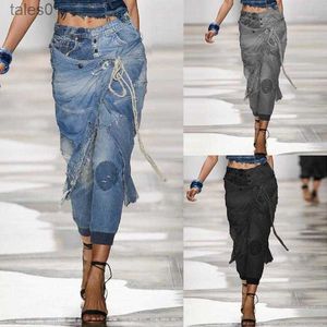 Kvinnors jeans jeans baijinbai byxor mode midja show vår sommar retro street lös bred ben 240304