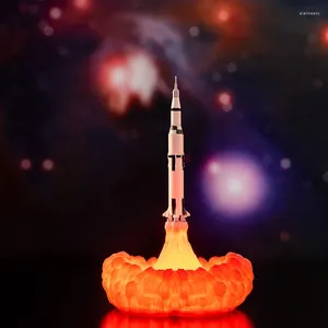 Luci notturne Saturn V 2024 Drop Space Shuttle Lampada e lampade lunari alla luce mediante stampa 3D per gli amanti del razzo