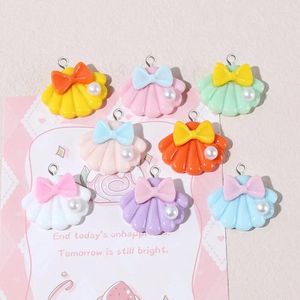 Charms 10pcs Symulacja Bowknot Shell Resin do biżuterii Making DIY kluczowy łańcuch Akcesoria Kodowania Naszyjne wisiorki