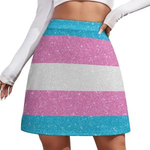 Skirts Faux Glitter Transgender Pride Flag Background Mini Skirt elegant dresses for women elegant social women's skirts