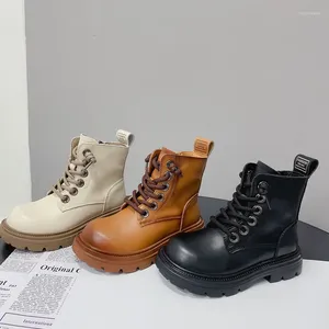 Boots Children 's Vintage Genuine Leather 2024 Boys Girls의 단순한 대기 경량 편안한 오토바이