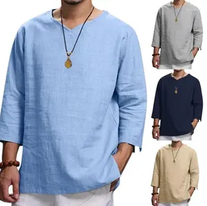 Men's Suits Cotton Solid Color Casual Loose Pullover T-shirt