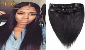 7a clipe reto em extensões de cabelo humano peruano em linha reta grampo de cabelo humano em extensões 10pcsset 200g para extensões de cabelo preto7855927