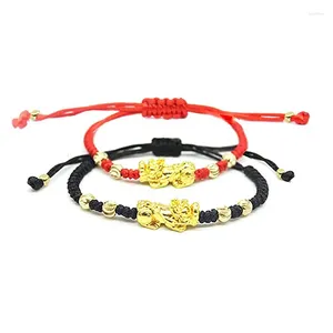 Link pulseiras moda corda trançada pulseira corajosa transferência sorte casal vermelho e preto para amantes jóias presente