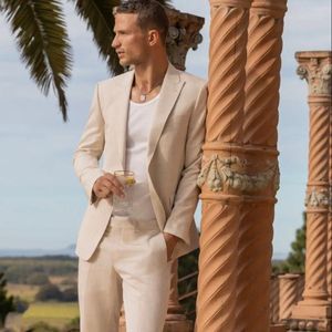 Męskie garnitury Khaki Business Business Casual Suit Casual Suit Casual Cugur Condygnacja Dostosowana 2-częściowy zestaw ślubny